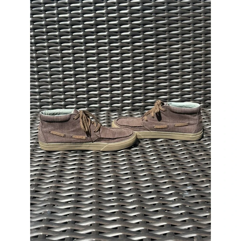 Sanuk Sea Mid Dark Brown Canvas Chukka Boat Shoes Men's Size 10